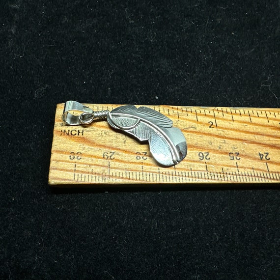 Navajo Sterling Silver Eagle Feather Pendant MARK… - image 4