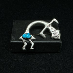 Sandcast Sterling Silver Yei Bi Chei Rainbow Man with Turquoise Pin