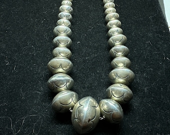 Vintage Old Pawn Stamped Sterling Silver Navajo Pearls MARKED 22 1/2 inches