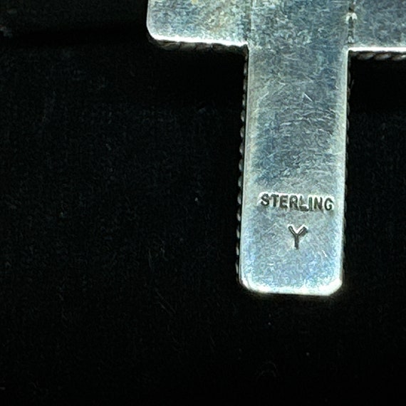 Navajo Sterling Silver Ridged Cross Pendant on a … - image 3