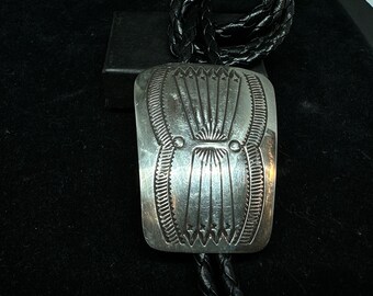 Vintage Old Pawn Stamped Sterling Silver Bolo Tie MARKED