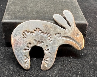 Stamped Sterling Silver Rabbit Pin MARKED