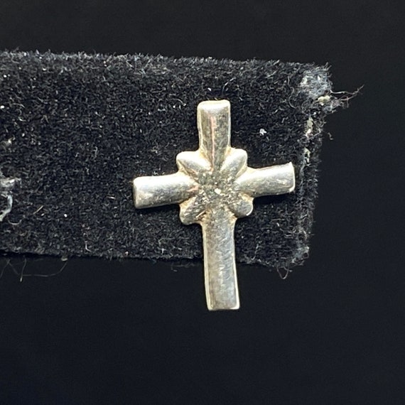 Vintage Old Pawn Sterling Silver Cross Earrings - image 3