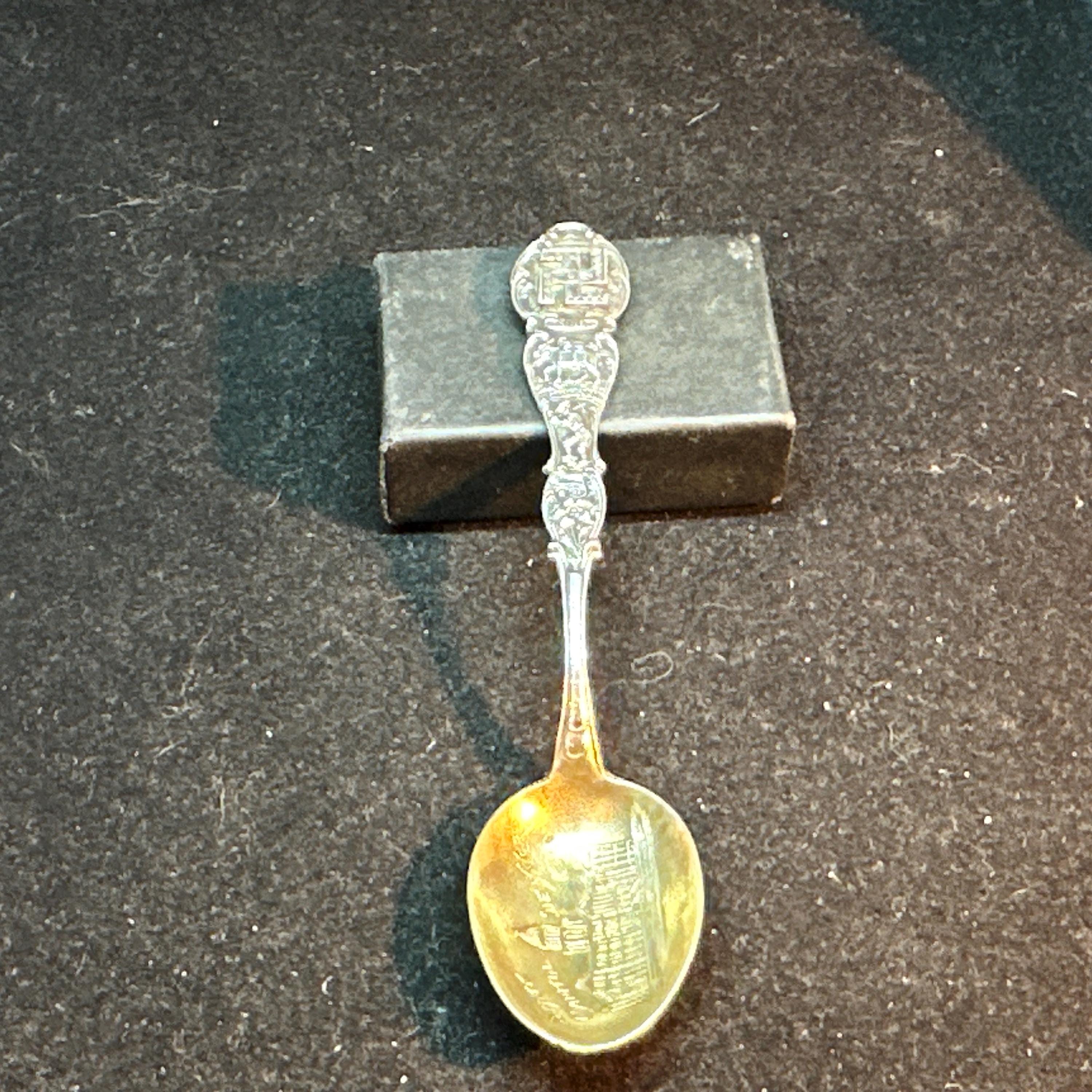Fred Harvey Era Sterling Silver Whirling Logs State Capitol Denver Colorado Spoon MARKED