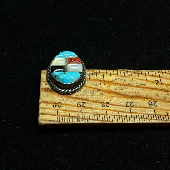 Vintage Old Pawn Zuni Turquoise Red Coral Onyx an… - image 5