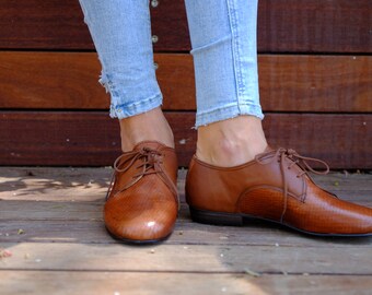 brown leather flat shoes