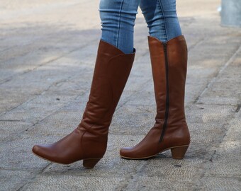 womens brown leather boots