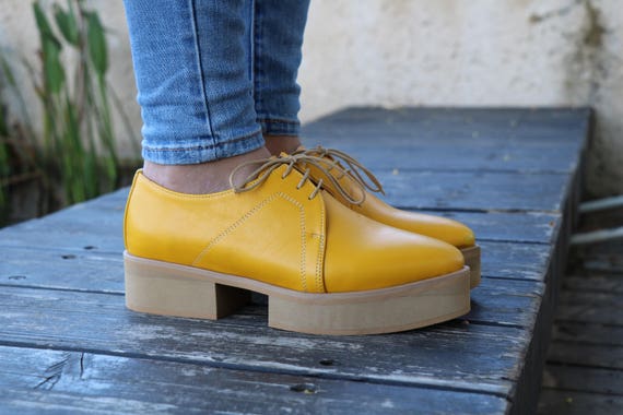 yellow oxfords shoes