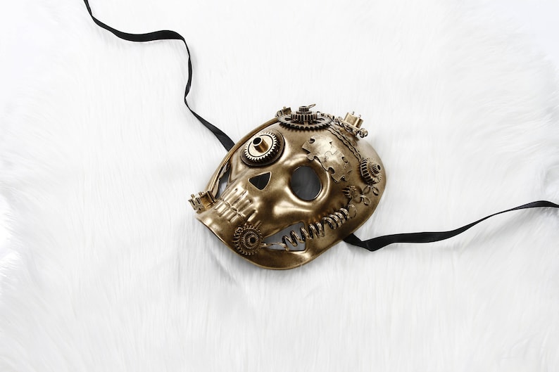 Gold Skull Steam Punk Unisex Costume Mask Halloween Dance Venetian Stud Cosplay