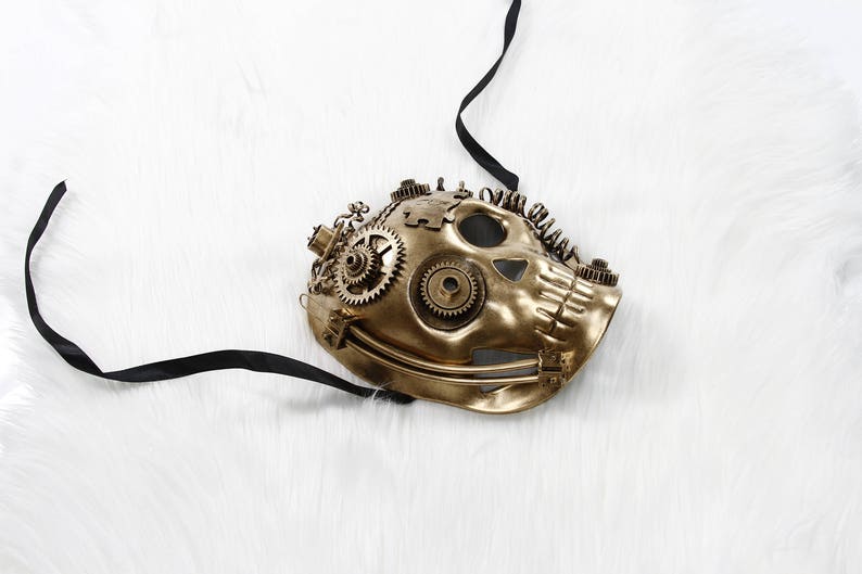 Gold Skull Steam Punk Unisex Costume Mask Halloween Dance Venetian Stud Cosplay