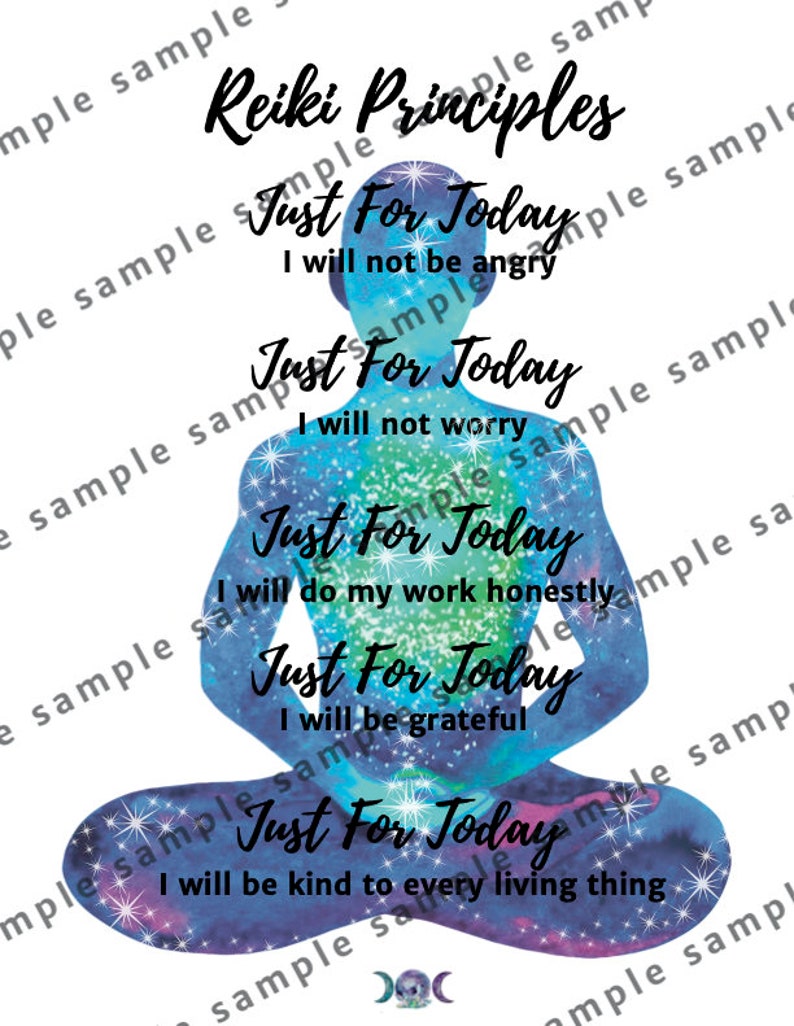 The 5 Principles of Reiki by Usui Cheat Sheet Digital Art .PDF Download ...