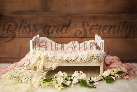 Newborn Bed Baby Girl Digital Background Backdrop | Etsy