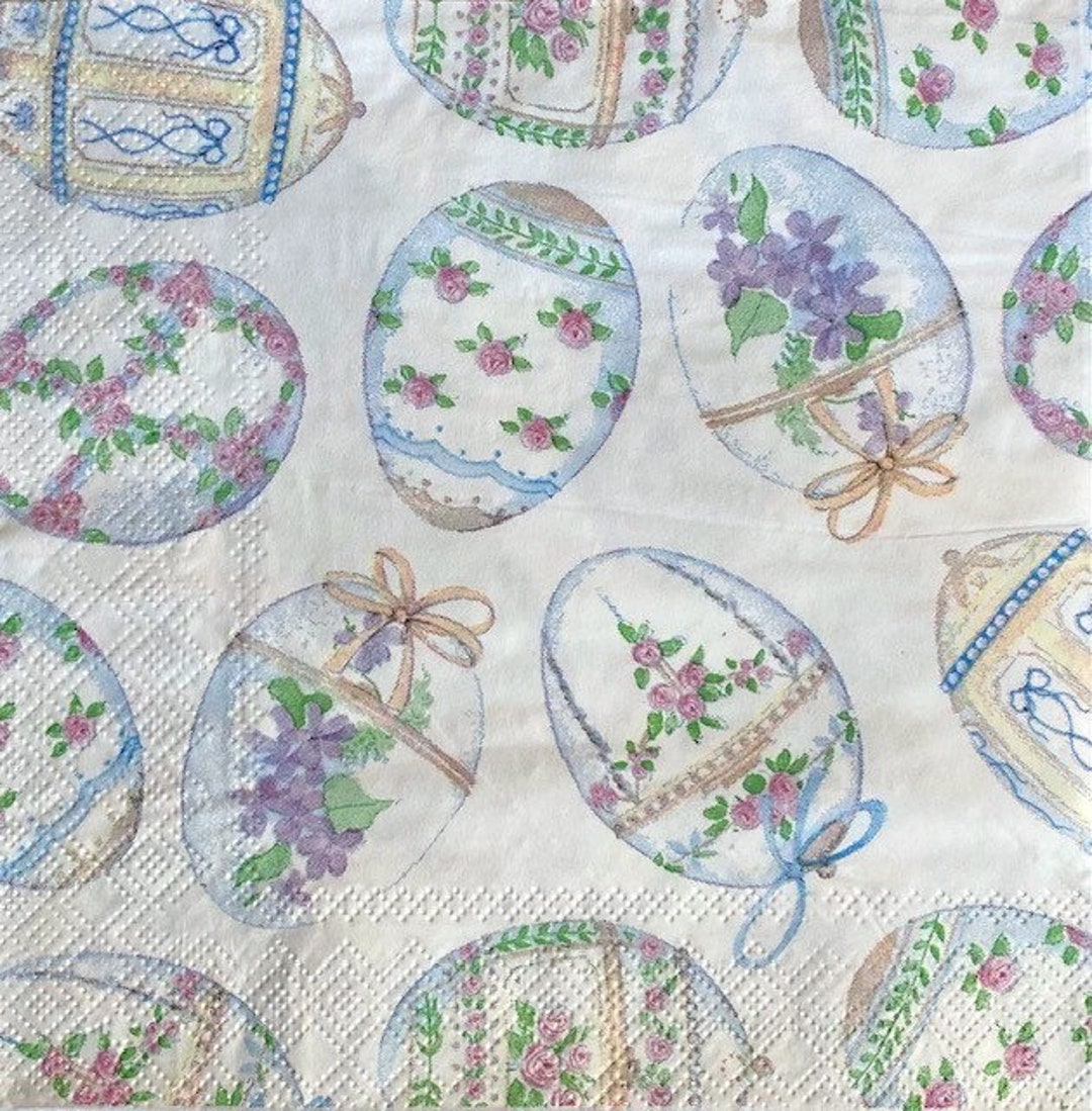 Decoupage Luncheon Napkin Easter Eggs 3 Ply Etsy