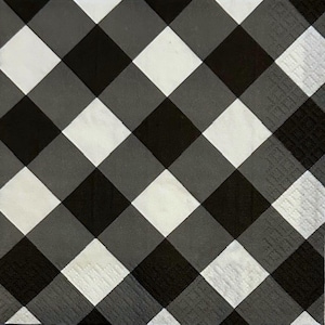 TWO (2) - Black Plaid | Gather | Decoupage Luncheon Napkins - 2 ply