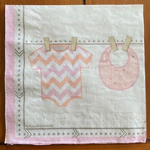 TWO (2) - Baby Girl Decoupage Cocktail Napkins - 2 ply