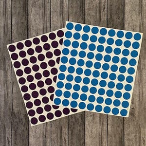 Vinyl Dots - .5&quot; (90 dots per sheet) For Journaling, Planners, Scrapbooking - Glossy Vinyl - 61 Colors