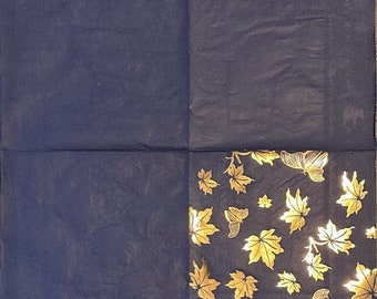 thumbnail image 2 of Decoupage Paper Napkins - Golden Leaves Floral - 3-Ply, 6.5" - Set Of 2 2 of 6