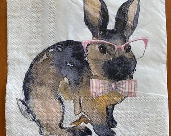 Decoupage Beverage Napkin - Easter Bunny - 3 ply