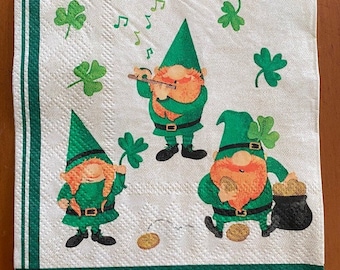 TWO (2) - St. Patrick's Day Decoupage Cocktail Napkins - 3 ply