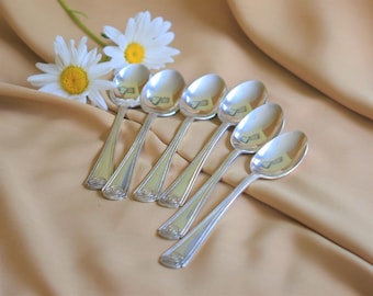 Vintage Demitasse Spoons Coffee Spoons ~ Four Art Deco Silver Plate Small Spoons High Tea ~ Food Styling Photo Props EPNS Silverplate