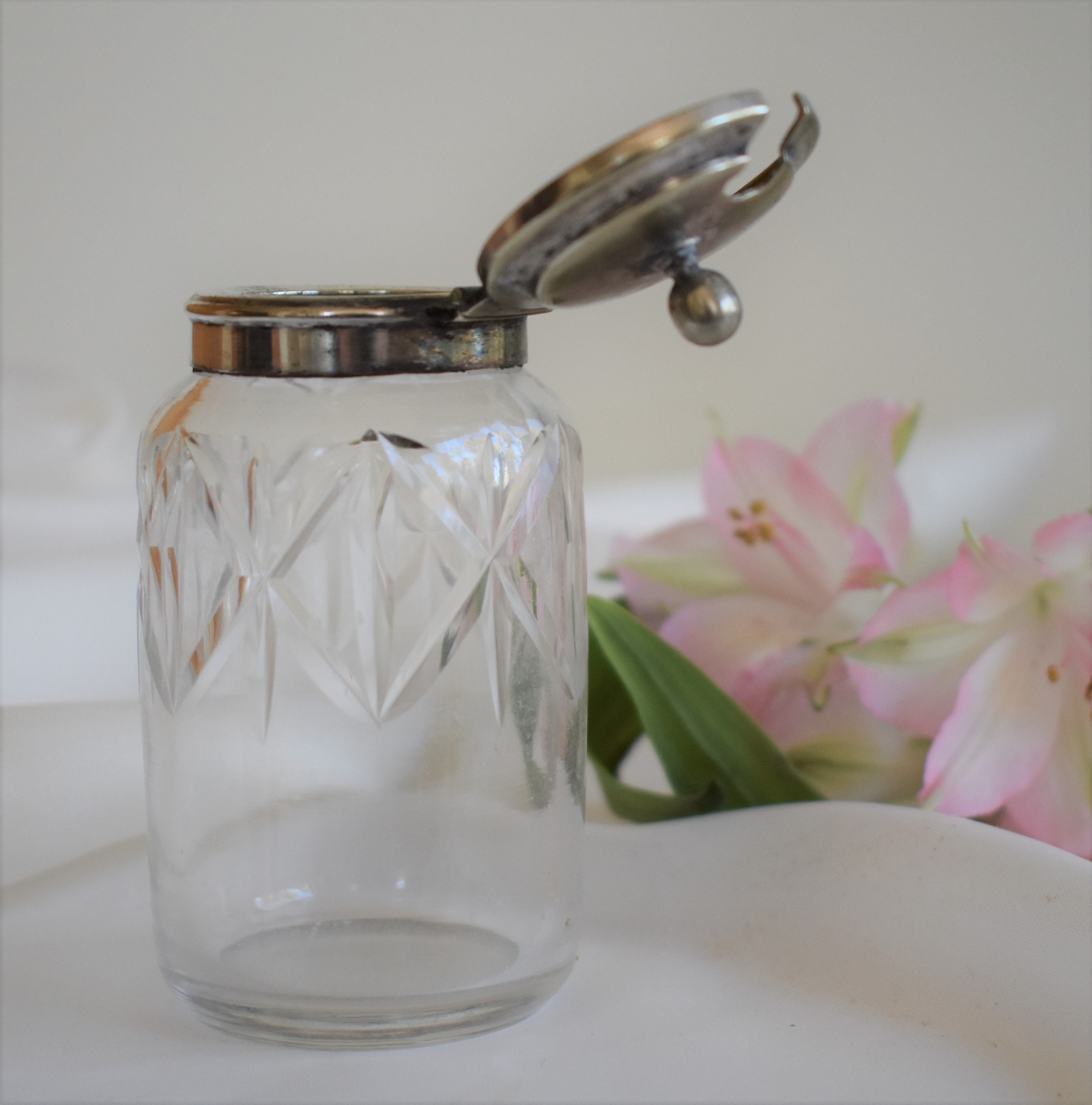 Vintage English mustard pot cut glass mustard pot with silver Etsy