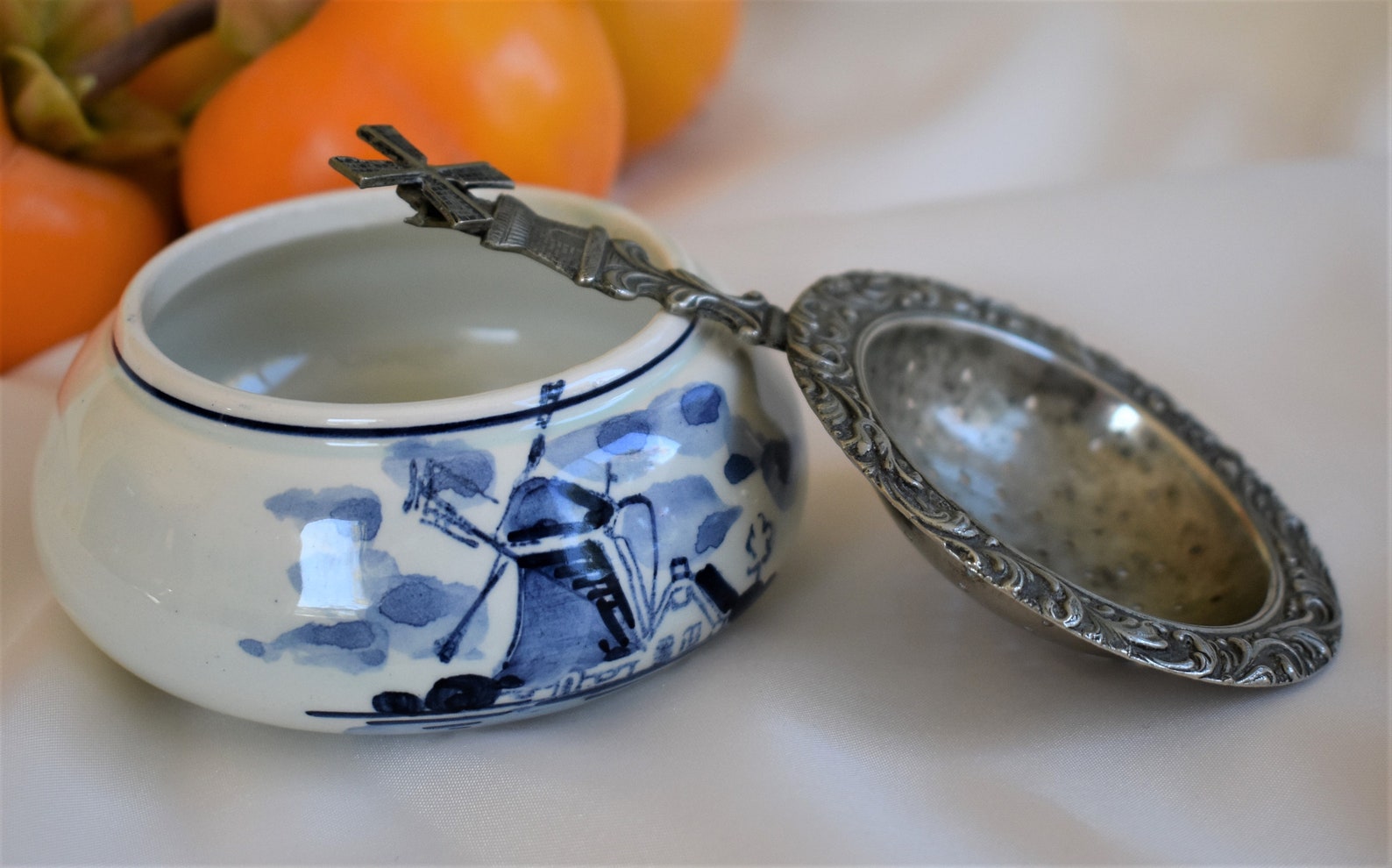 Vintage Dutch tea strainer set Delft ware Etsy