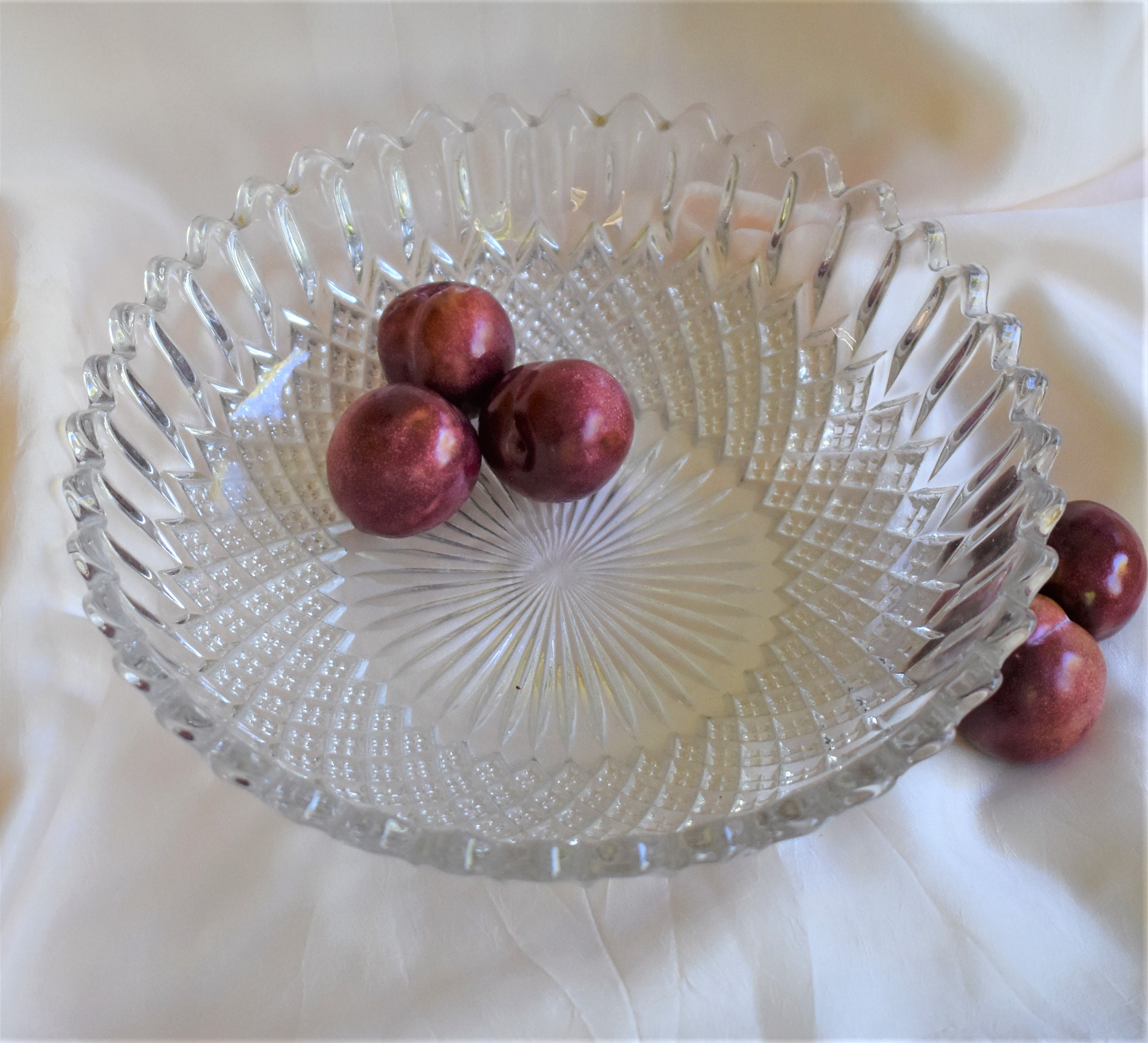 Retro moulded glass salad bowl serving dish Etsy