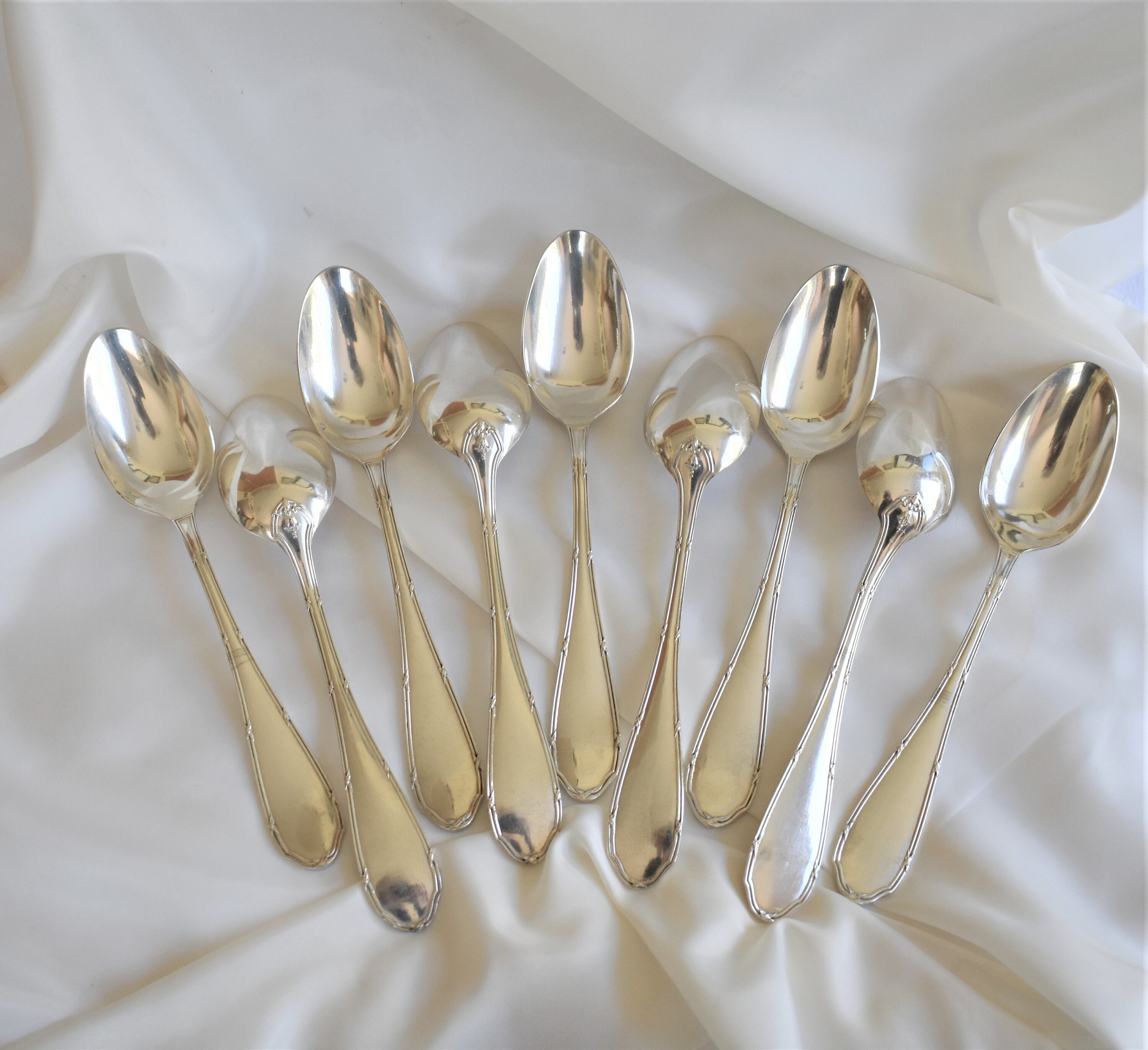 Nine large antique French soup/dessert spoons silver plated Etsy