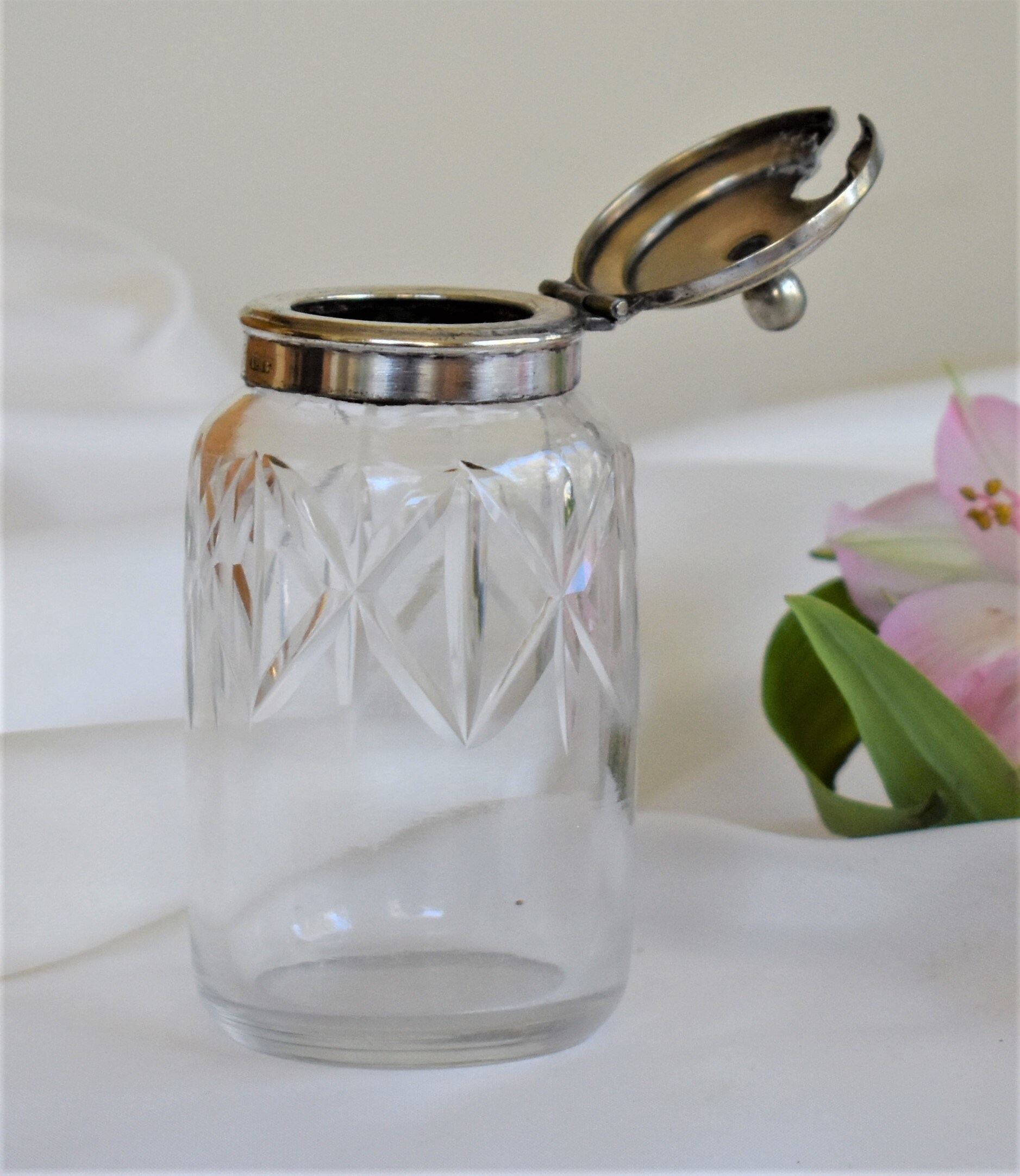 Vintage English mustard pot cut glass mustard pot with silver Etsy