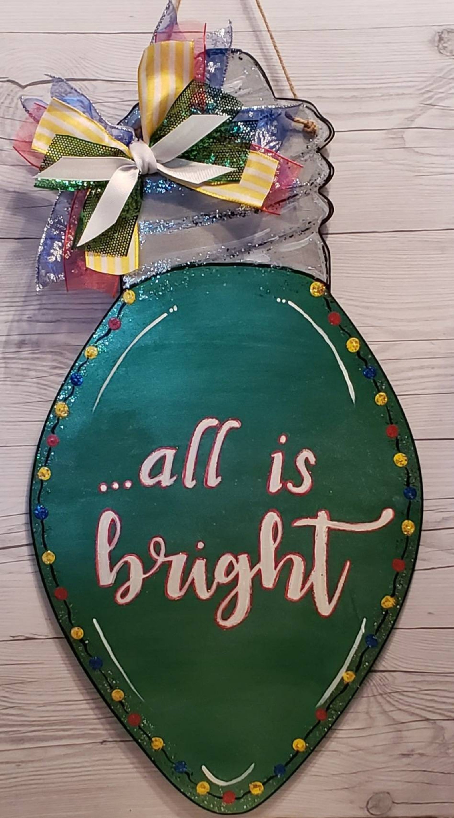 Christmas Light Door Hanger Christmas Door Decor All is Calm Etsy