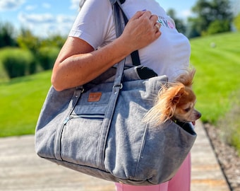 Graue Hunde Tragetasche mit Kissen, Haustier Reise Transport