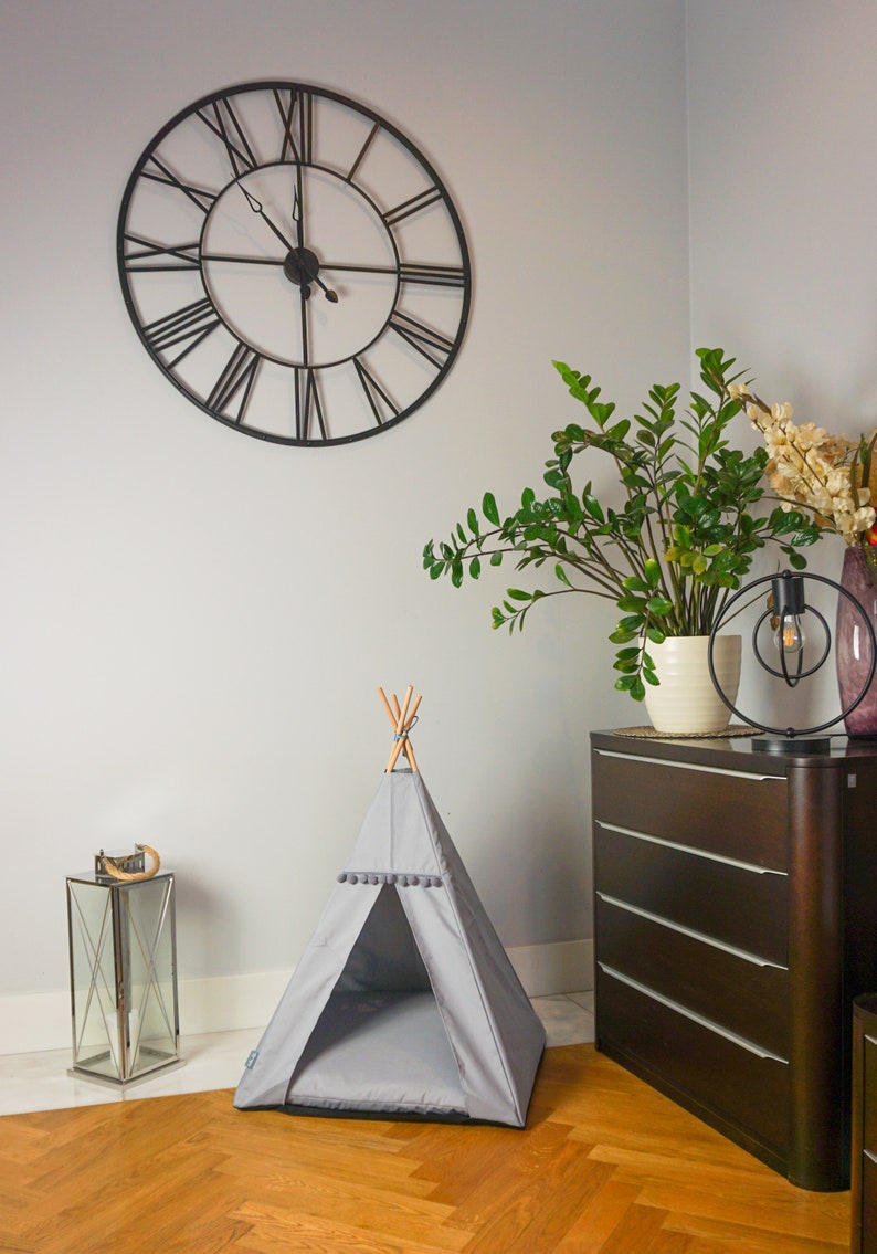 Dog teepee Waterproof with non-slip base cat bed. grey tent for cats and dogs