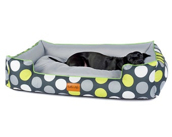 Green dots dog bed with removable cover, Dog sofa, waterproof dog couch, cat bed, dog bed, dog sofa, cat couch, cat cuddle, dot sleeping bed