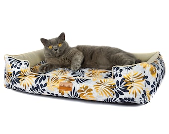 Gold leaves dog bed with removable cover,Dog sofa,dog couch,cat bed,dog bed, dog sofa, cat couch, large dog bed, luxury dog sofa, dog sleep