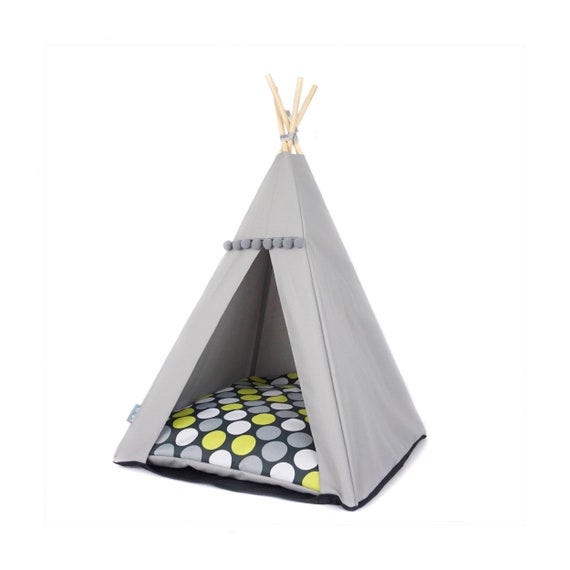 Tente pour chien tipi pour chat avec oreiller à pois verts tipi de luxe pour  chat