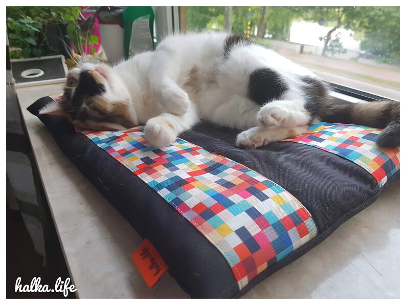 Pixels cat bed windowsill pillow with nonslip pad cat mat Etsy