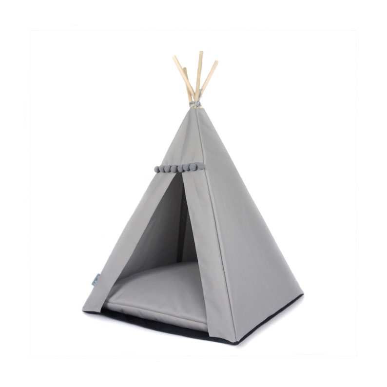 Dog teepee Waterproof with non-slip base cat bed. grey tent for cats and dogs