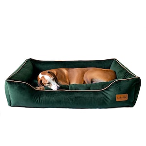 Bottle green dog sofa and cats cozy bed. Luxury, soft pet friendly material. Waterproof bed for dogs with removable covers Cat glamour couch