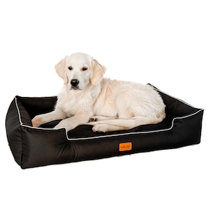 Waterproof Black Dog Sofa Bed: Removable Cover, Raised Edges