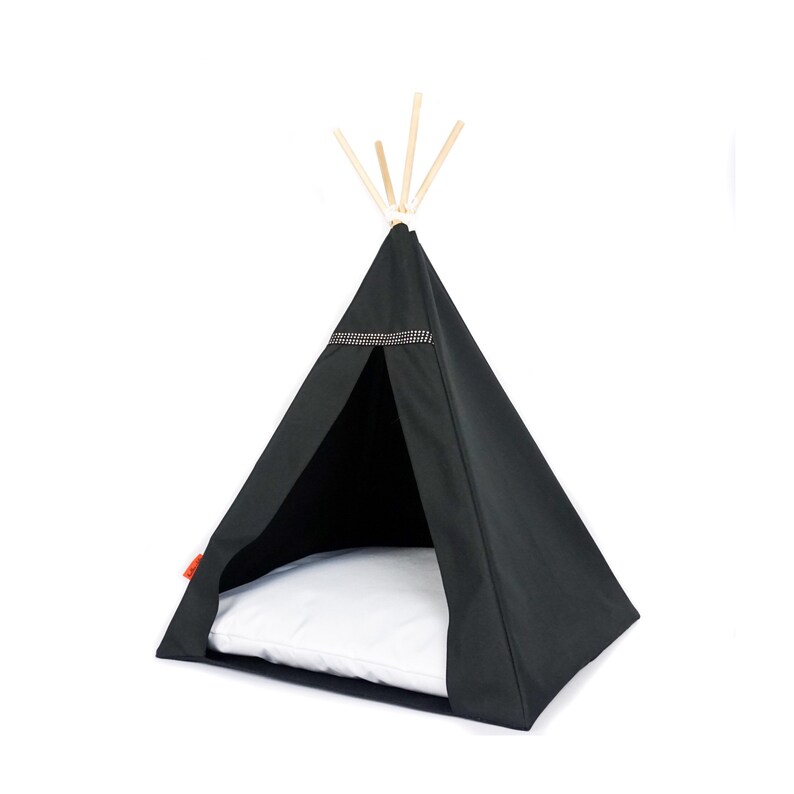 White and Black Glamour Cat Tent With White Pillowdog Etsy