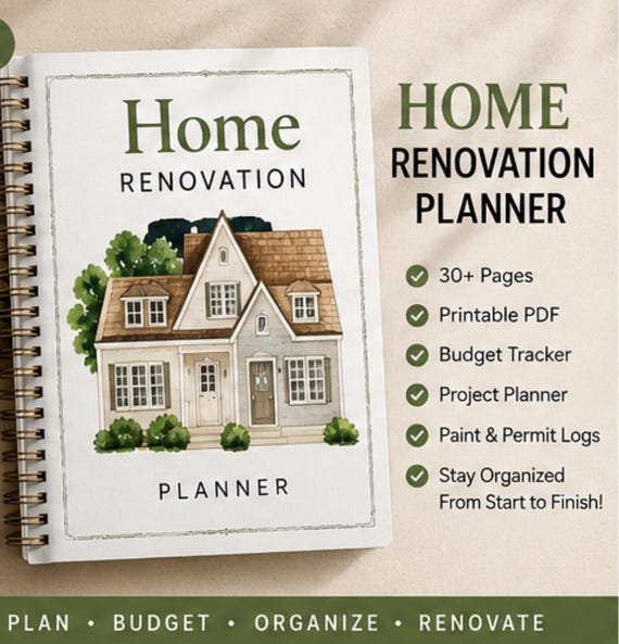 Home Renovation Planner Printable – Modern Project Budget Binder (PDF)