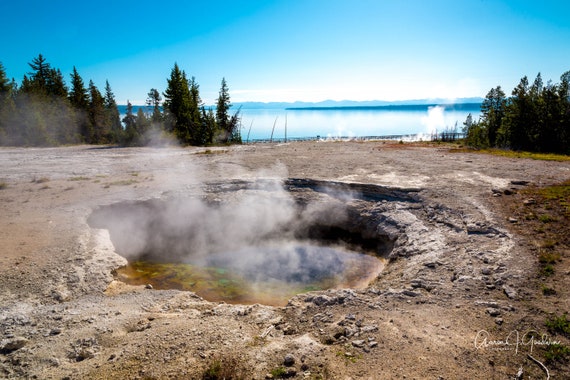 West Thumb Geyser Basin Jackson Lake in Yellowstone National Park