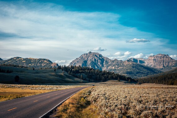 Mountains Sunset in Lamar Valley Yellowstone National Park