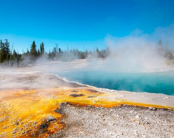 West Thumb Turquoise Geyser Sulfur Stream Yellowstone National Park