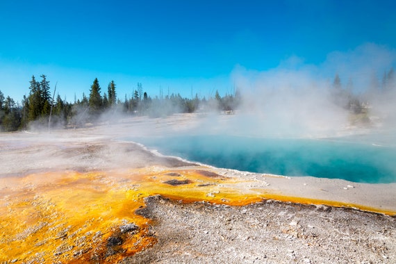 West Thumb Turquoise Geyser Sulfur Stream Yellowstone National Park