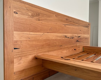 Timber Bed with Oversize Headboard and Platform - Made to order contact @danielcharlesstudio