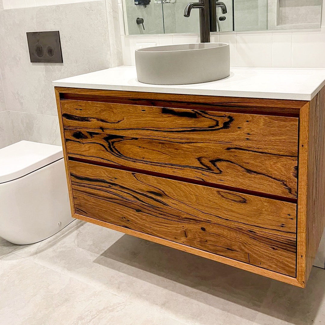 Hardwood Timber Vanity With Stone Top 900mm Custom Made Etsy Australia