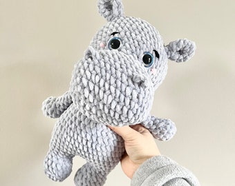 Crochet Hippopotamus Stuffed Animal Handmade Hippo Plushie