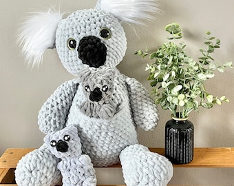Patrón de crochet de koala pouchimal: Mamá y bebé amigurumi (patrón PDF)