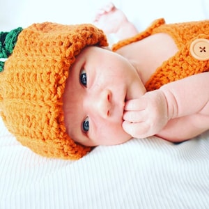 Newborn Baby Costume | Baby Pumpkin Set | Newborn Pumpkin Photo Prop Outfit | Baby Halloween Outfit | Baby Pumpkin Hat | Crochet Pumpkin Hat